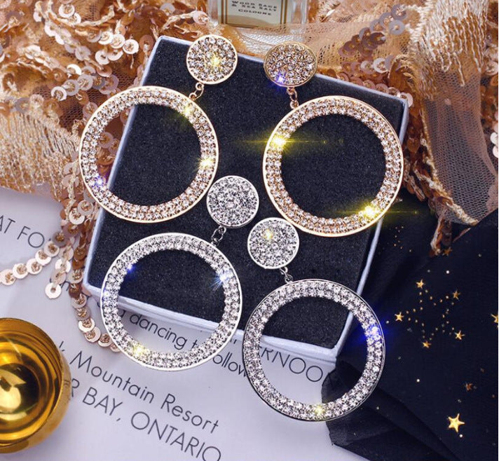 Exaggerated Geometric Circle Hook Earrings