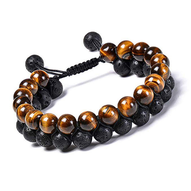 Striking Tiger Eye & Matte Black Agate Couple Bracelets