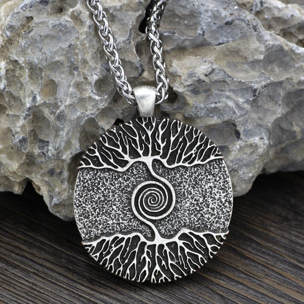 Nordic Mythology Tree of Life Double-Sided Pendant Necklace