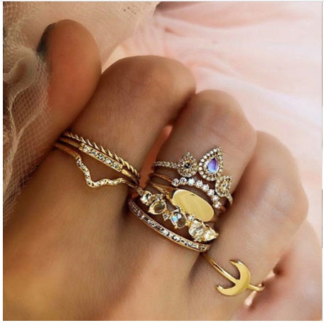 Gold Boho & Vintage Stackable Ring Set