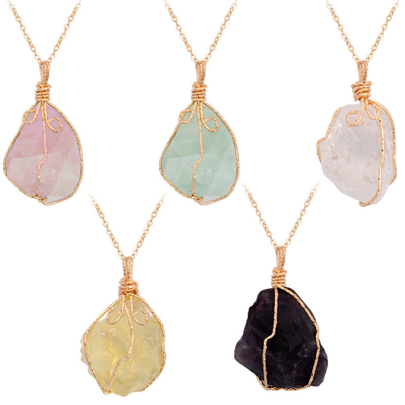Natural Irregular Crystal Rough Necklace - Unique Stone Pendant