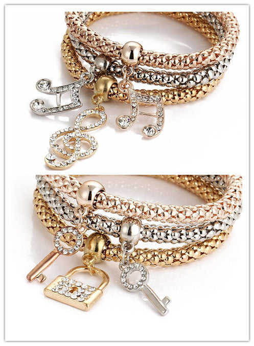 Tricolor Stretch Popcorn Chain Bracelet Set