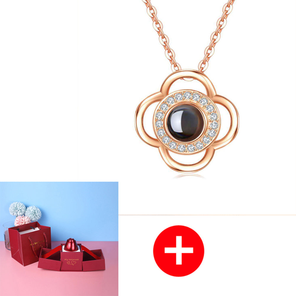Romantic Rose & Crystal Necklace Gift Set