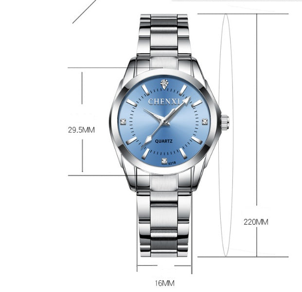 Luxury Crystal Dial Stainless Steel Quartz Watch for Women