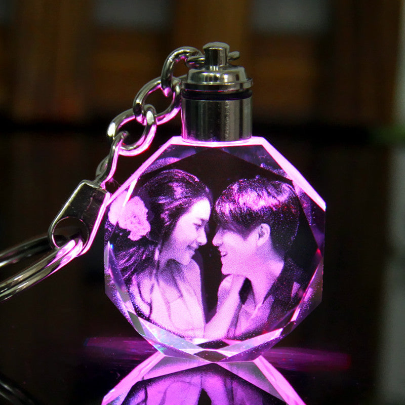 Custom K9 Crystal LED Keychain - Personalized Photo Frame Key Ring