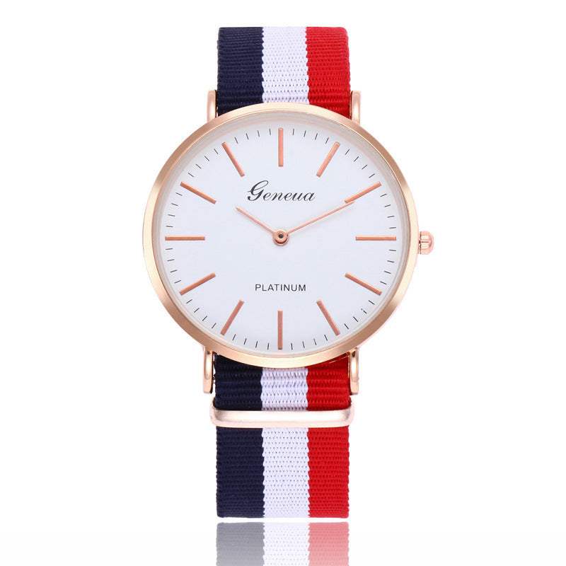 Striped Nylon Unisex Quartz Watch