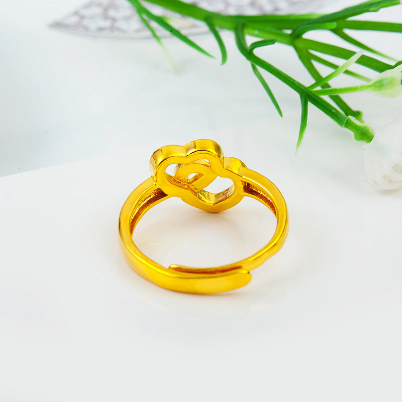Retro Gold Plated Brass Heart Rings