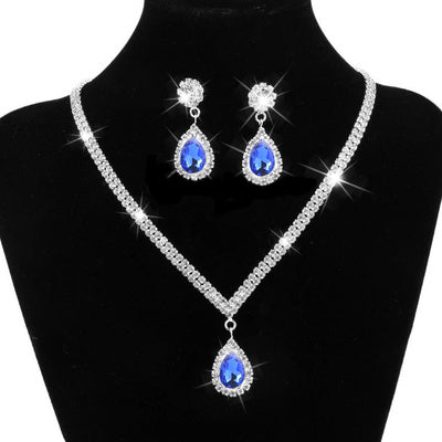 Elegant Tear Drop Crystal Evening Jewelry Set