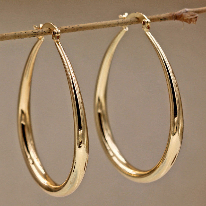 Geometric Oval Electroplated Earrings