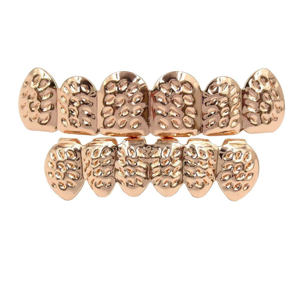 Gold Plated Hip Hop Teeth Grillz Caps - Removable Top & Bottom Set