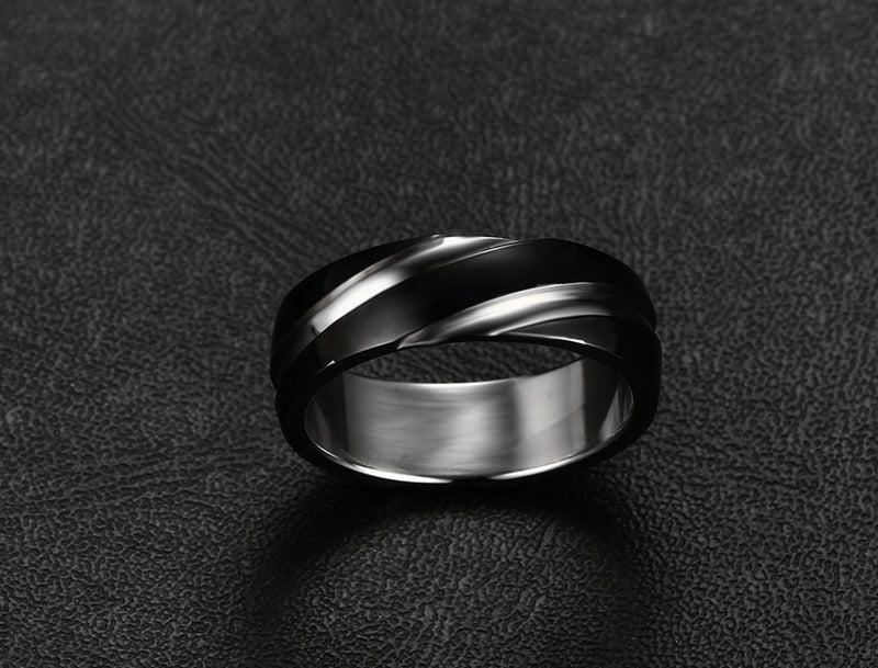 Men's Bicolor Titanium Steel Twill Ring