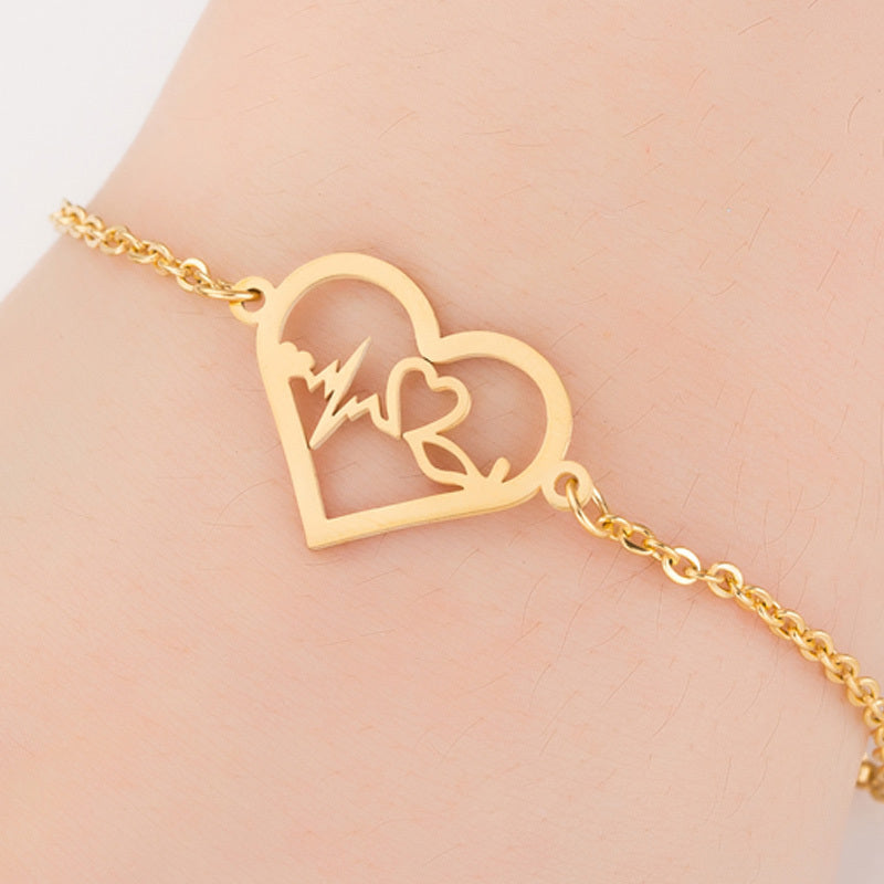 Gold Plated Stainless Steel Charm Bracelets for Women