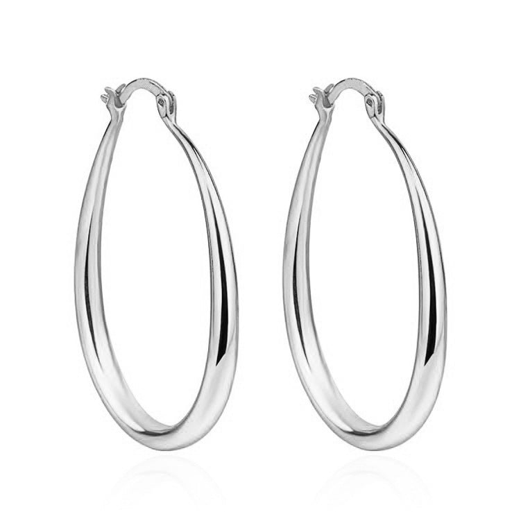 Geometric Oval Electroplated Earrings