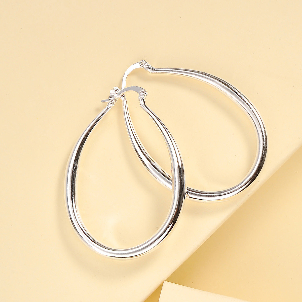 Geometric Oval Electroplated Earrings