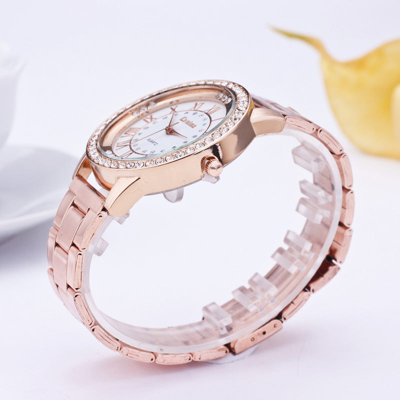 Diamond-Studded Mesh Plate Steel Belt Watch