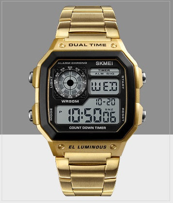 Business Steel Belt Electronic Double Display Multi-function Sports Watch