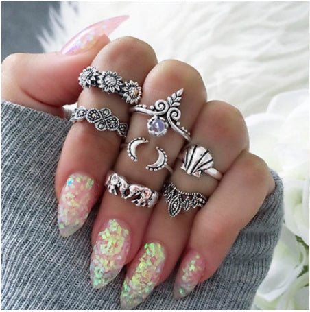 Gold Boho & Vintage Stackable Ring Set