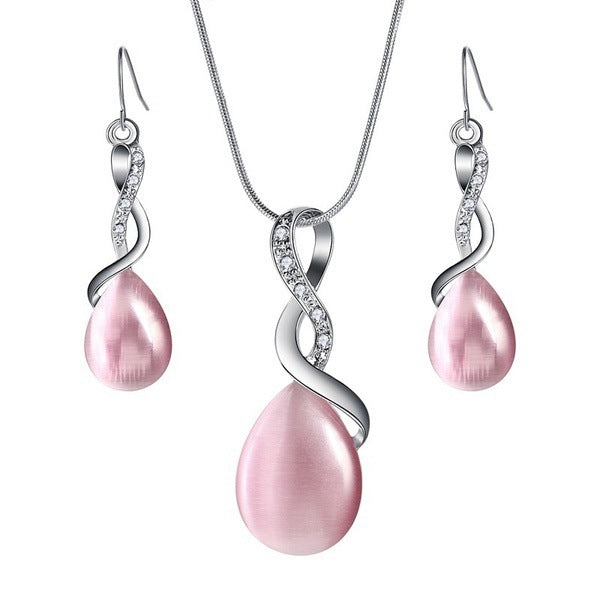 Elegant Opal Water Drop Jewelry Set
