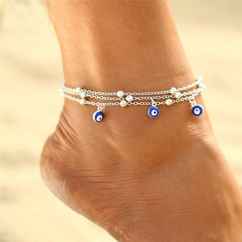 Evil Eye Beads Anklet - Bohemian Beach Foot Bracelet