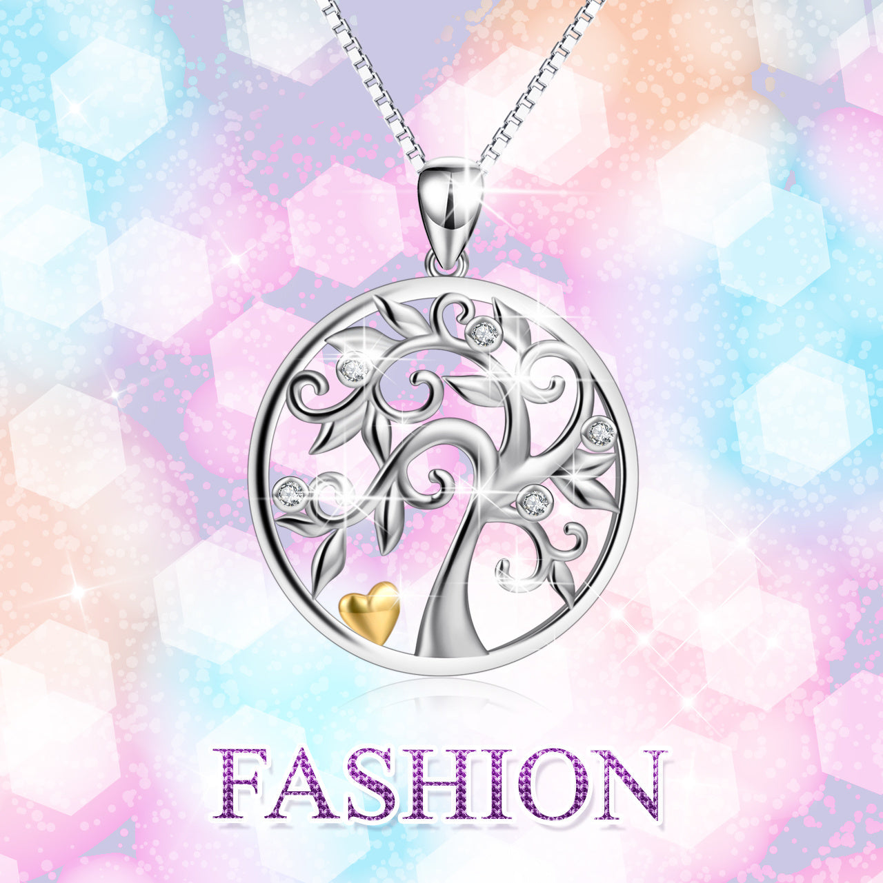 Hollow Out Life Tree Pendant Necklace 925 Sterling Silver Micro Inlaid Zircon