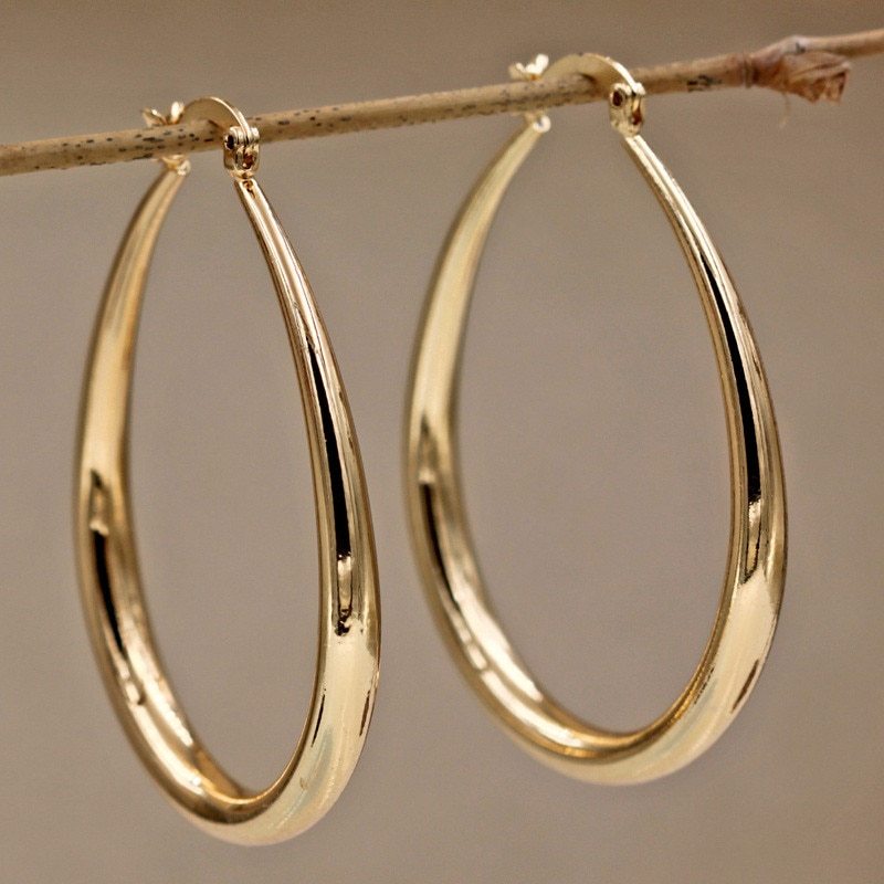 Geometric Oval Electroplated Earrings