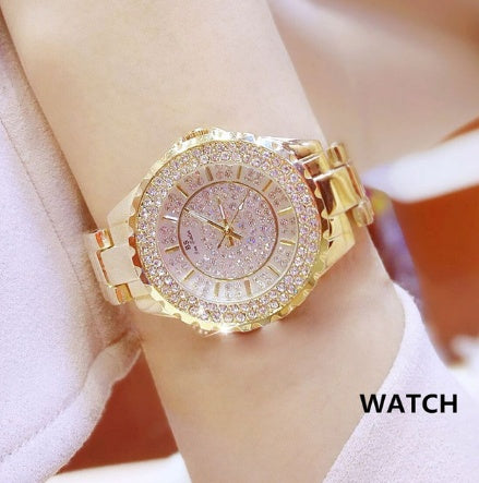 Diamond Quartz Ladies Gold Watch
