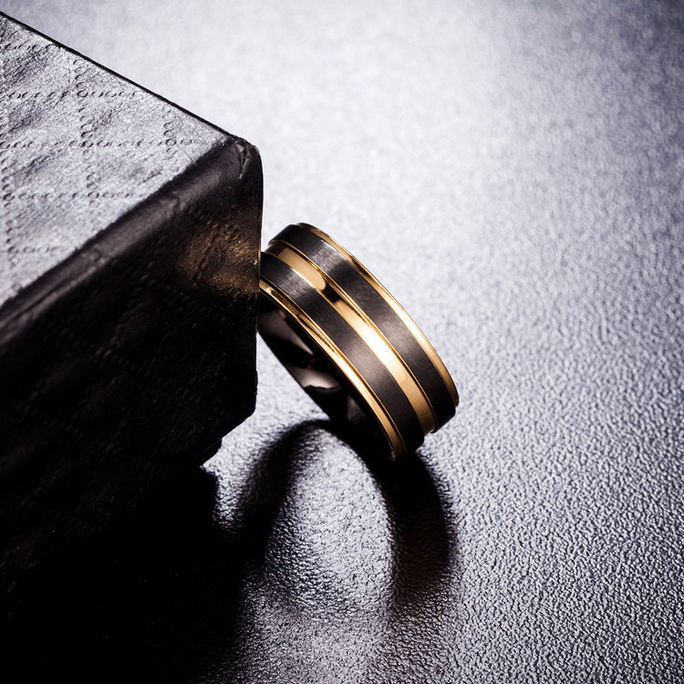 Robust Titanium Men's Ring with Dual Finish