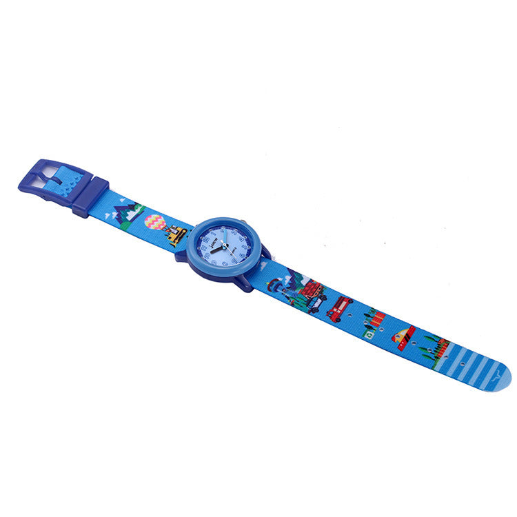 Waterproof Cartoon Kids' Quartz Watch with Ribbon Strap