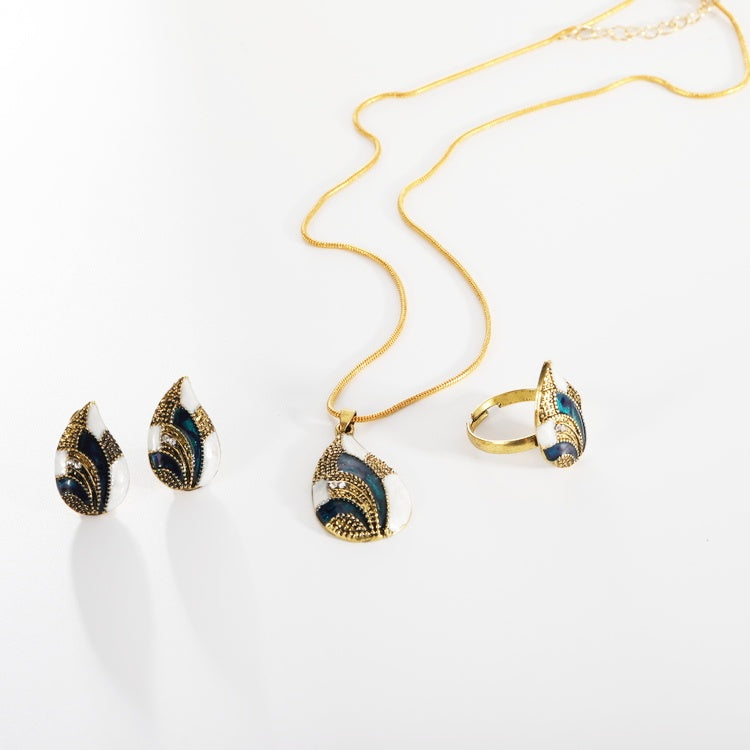Elegant Paua Shell Water Drop Jewelry Set