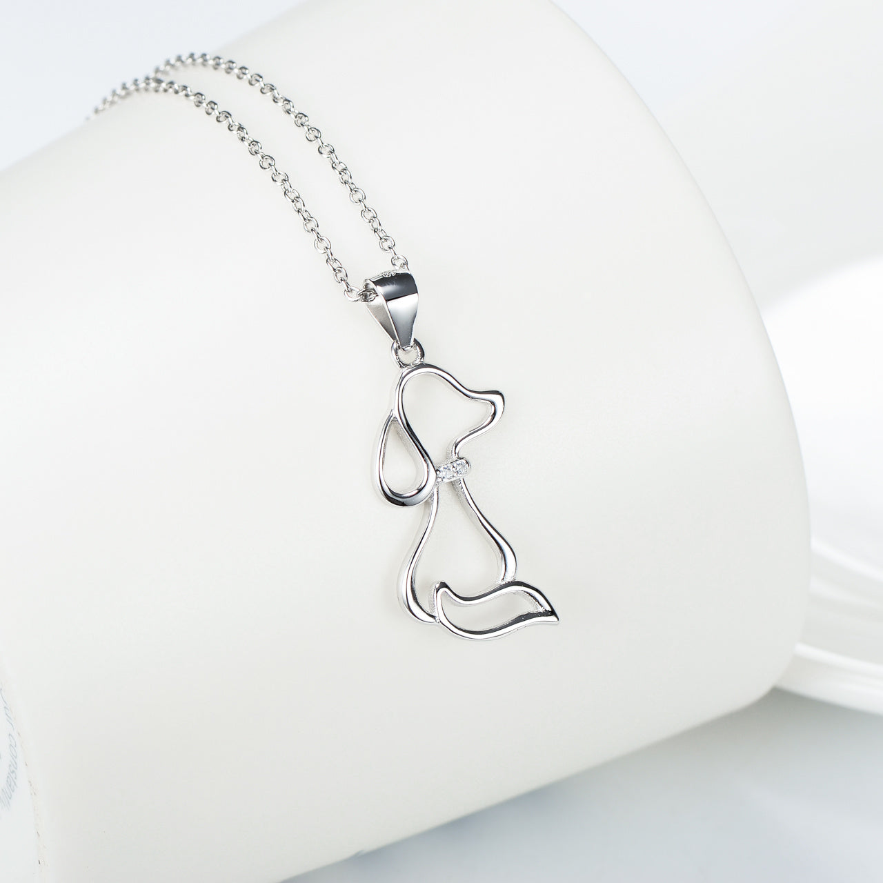 Playful Pup Sterling Silver Necklace