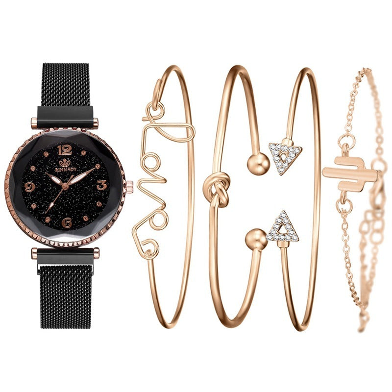 Stylish Quartz Watch & Bracelet Set for Women