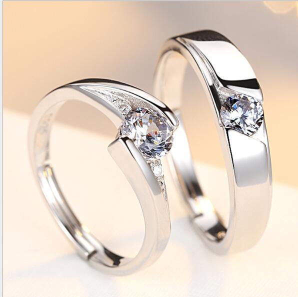Adjustable Simulation Diamond Couple Rings