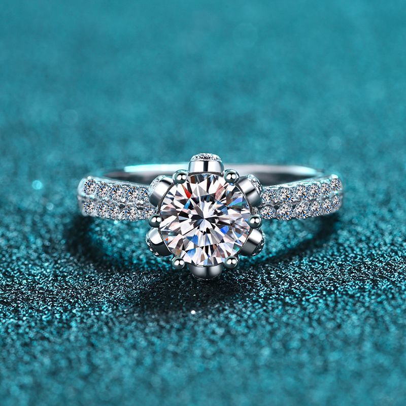 Sterling Silver Simulated Diamond Floral Ring