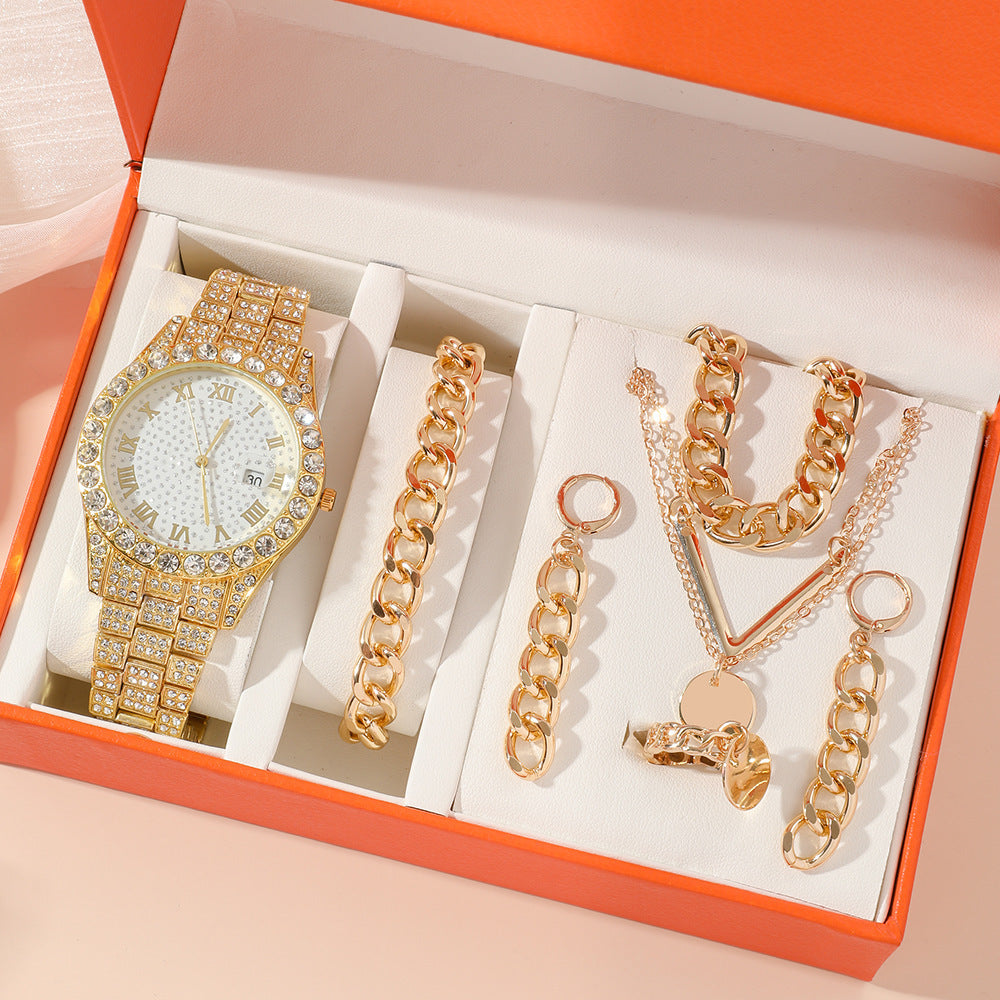 Sophisticated Quartz Watch & Jewelry Set for Her