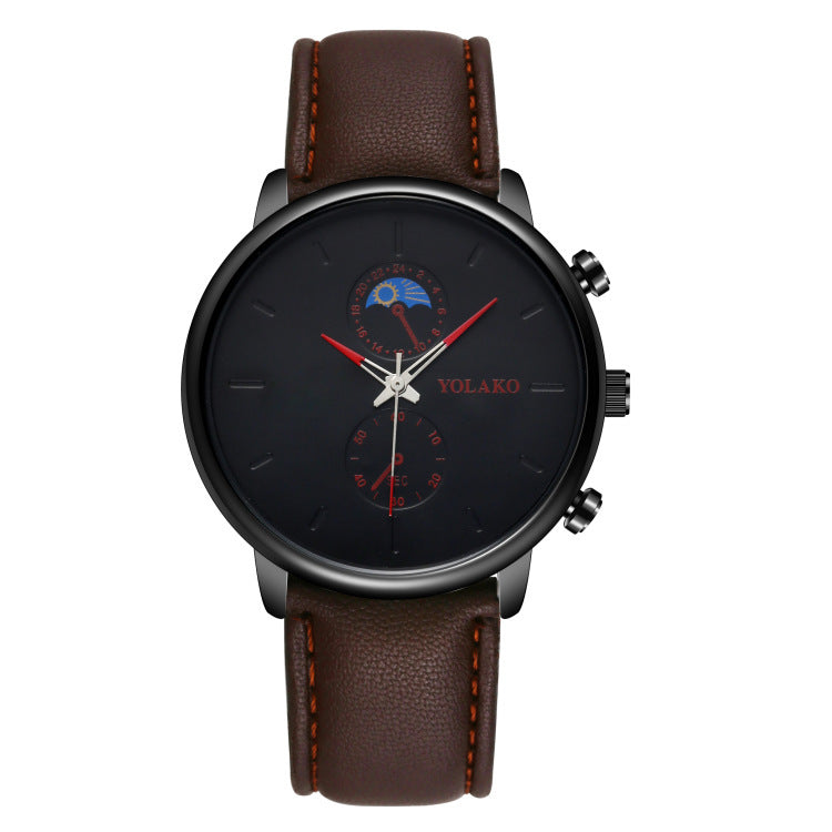Ultra-thin Quartz Men's Watch with Leatherette Strap