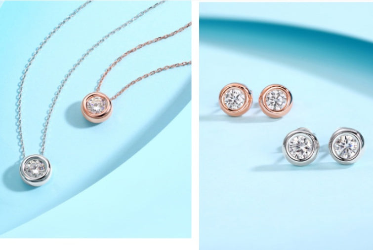 S925 Sterling Silver Round Moissanite Jewelry Set