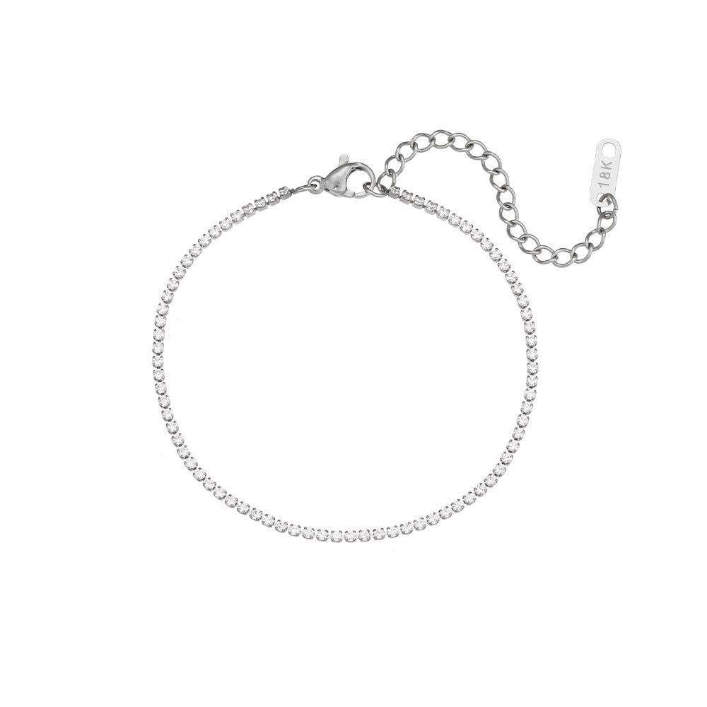 Sleek Gold-Plated Stainless Steel & Zircon Fashion Necklace and Bracelet