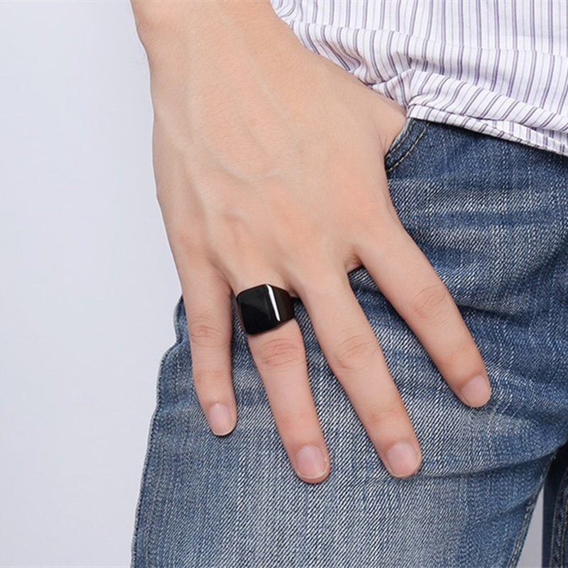 Men's Simple Square Signet Ring