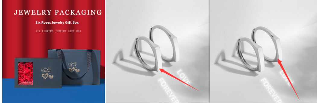 Adjustable Sterling Silver Light Projection Couple Rings