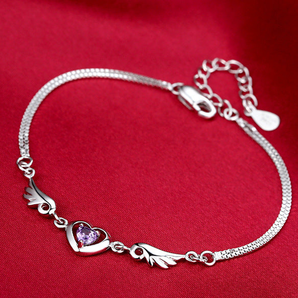 Guardian Angel Heart Bracelet 925 Sterling Silver