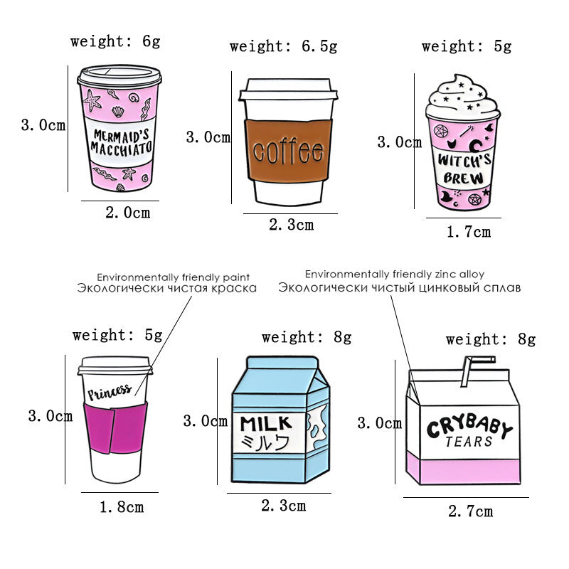 Playful Beverage Drink Brooches