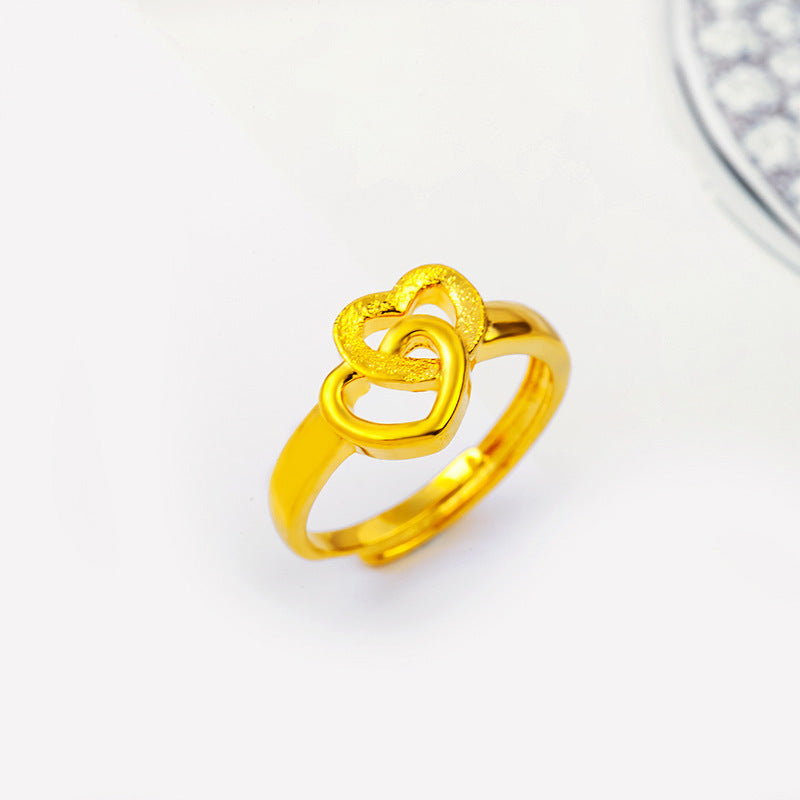 Retro Gold Plated Brass Heart Rings