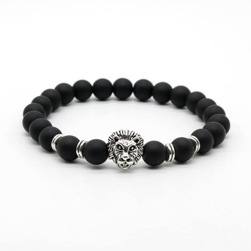 Majestic Lion Carved Stone Bracelet