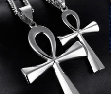 Men's Titanium Steel Ankh Cross Pendant Necklace