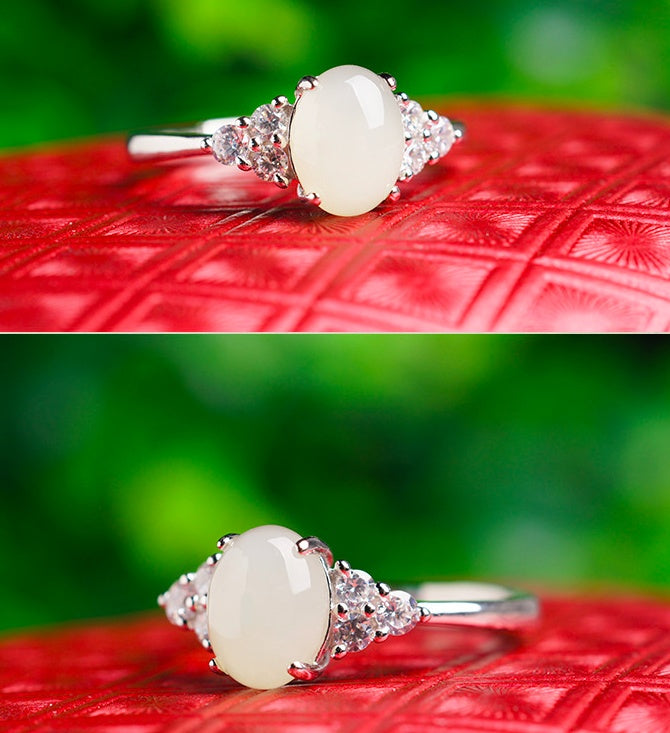 Ethereal Glow Adjustable Moonstone Jade Ring