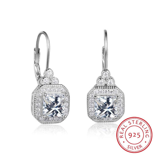 Regal Sparkle Sterling Silver Rhinestone Earrings