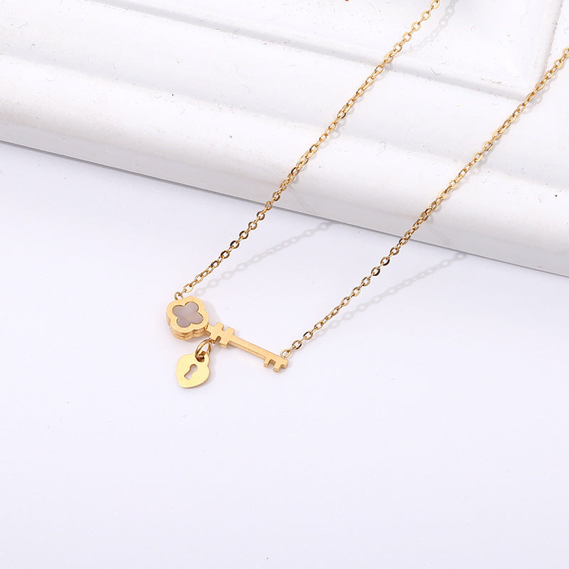 Modern Titanium Steel Key Pendant Clavicle Chain Necklace
