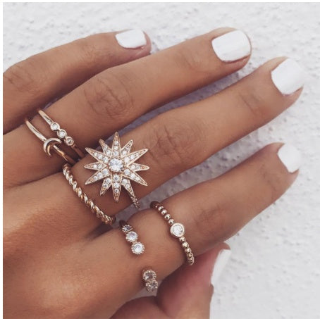 Gold Boho & Vintage Stackable Ring Set
