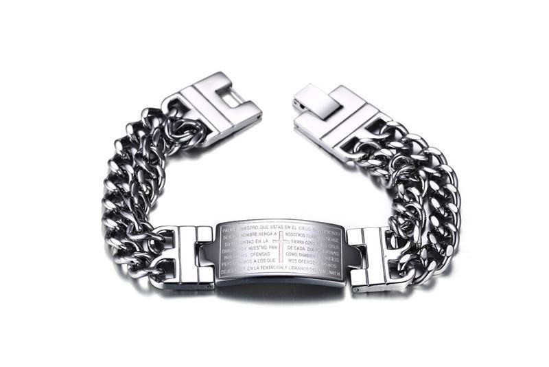 Men's Titanium Steel Cross Scripture Bracelet
