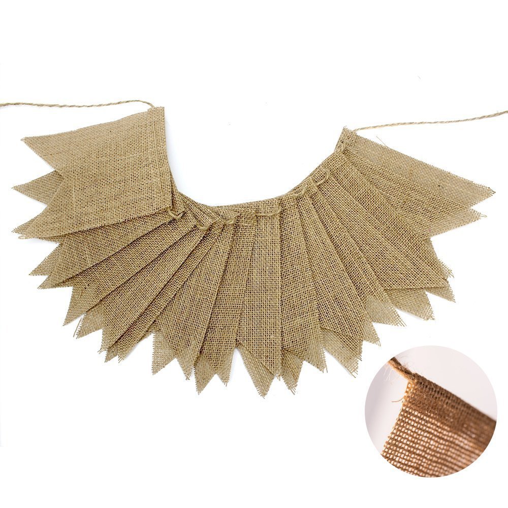 Rustic Linen Wedding & Party Pennant Banner